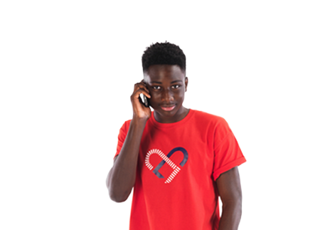 male student on mobile phone